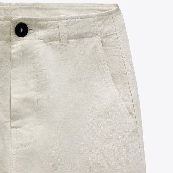 Cream Zara Linen Blend Pants (NWT) - Picture 8 of 10